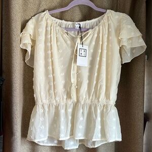 THML Brand New Layered Polka Dot Top with Tasseled Tie